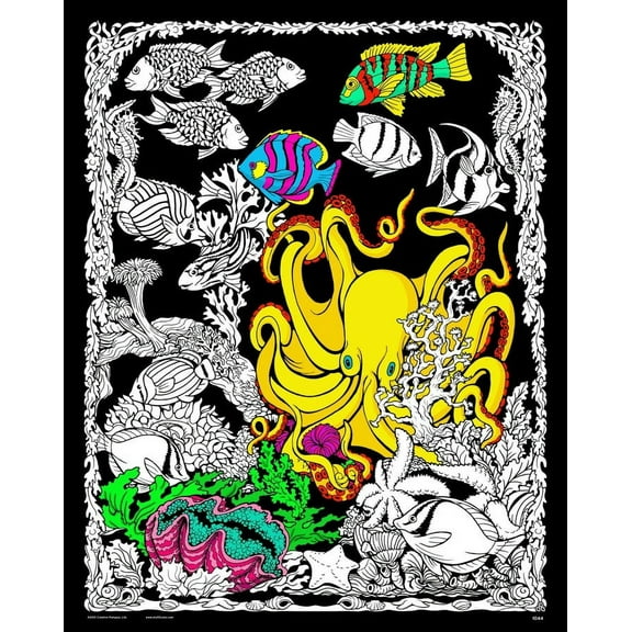 Octopus Den - Fuzzy Velvet Coloring Poster 16x20 Inches
