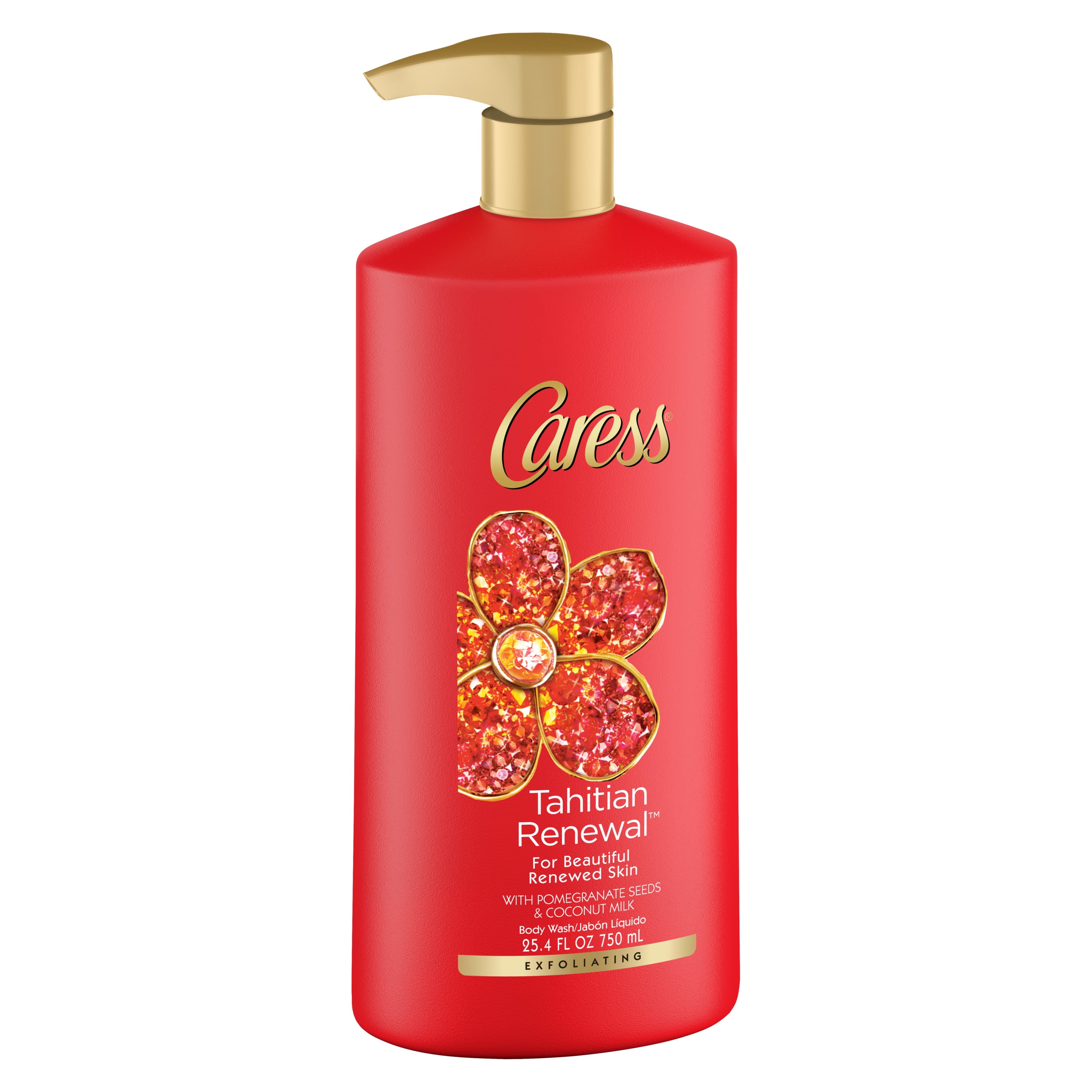 Caress Body Wash for Women, Tahitian Pomegranate & Coconut Milk for Dry Skin 25.4 fl oz