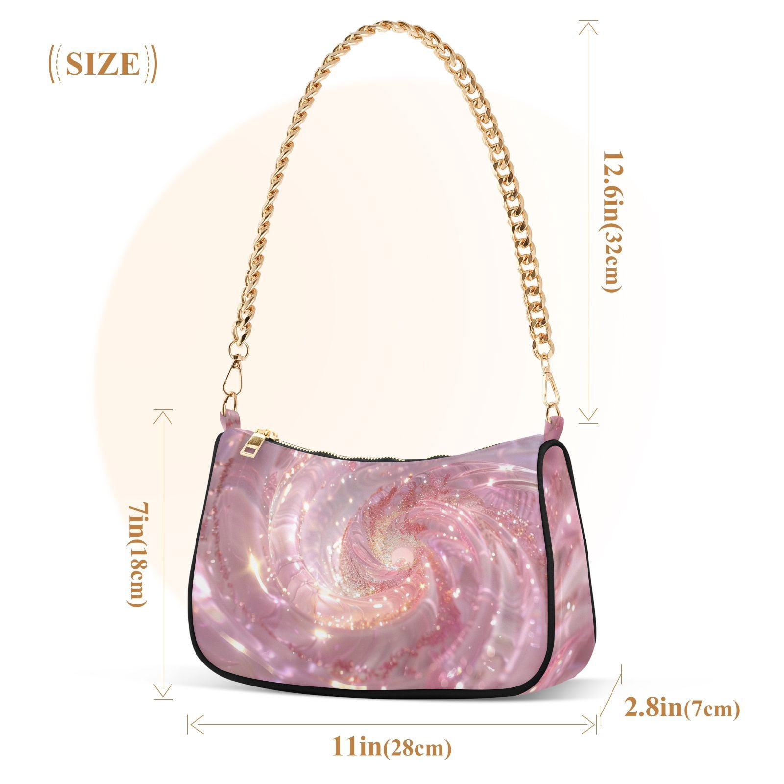 A Pink SpiralWomen Small Shoulder Bag Crossbody Tote Hobo Bags Purse Clutch Handbags with Chain Strap for Women