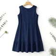 thumbnail image 5 of Summer Dresses for Women Fashion Women Summer Solid Casual Round-Neck Sleeveless Mini Dress Navy XXL, 5 of 9
