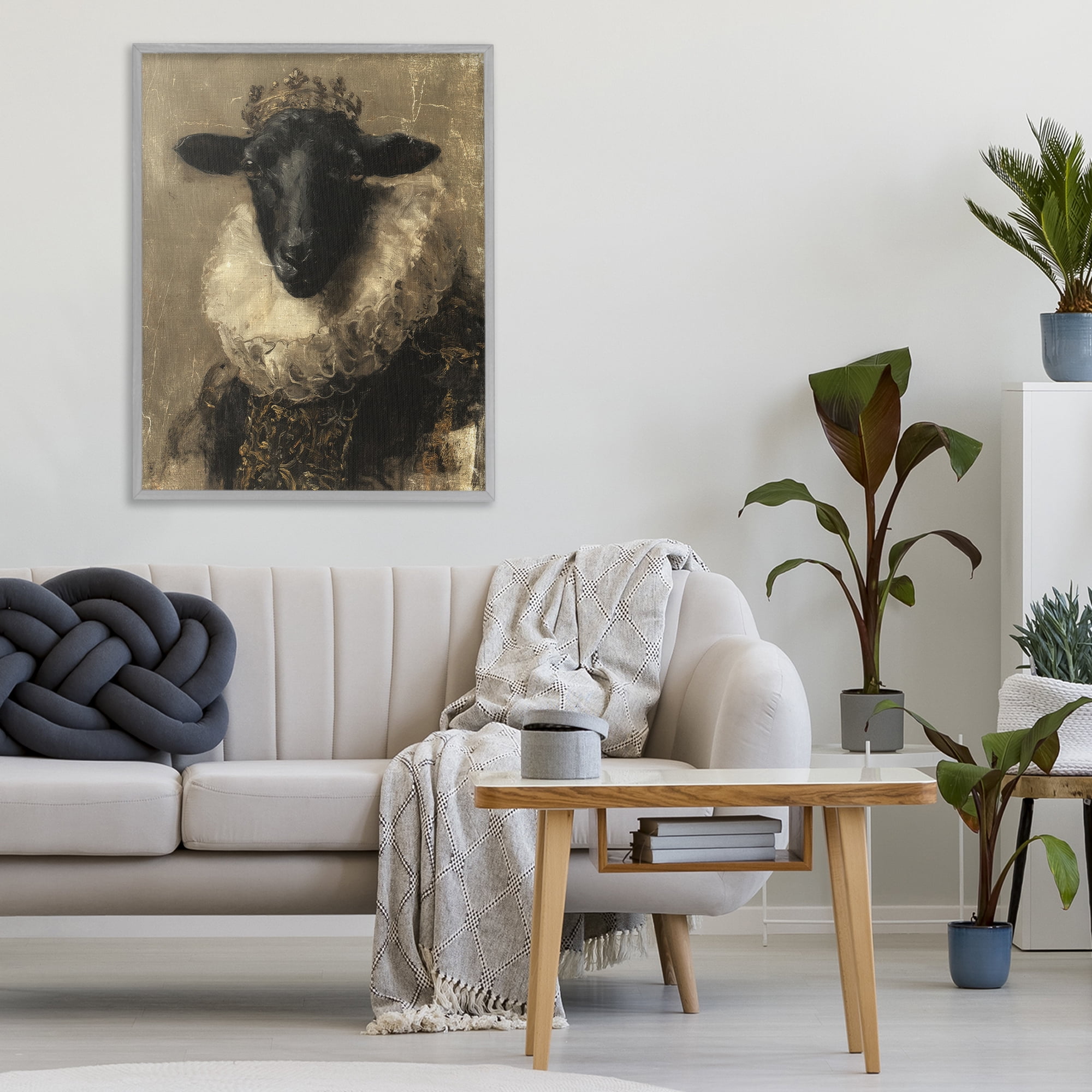 Stupell Industries Noble Ram Portrait Gray Framed Giclee Art, design by Svetlana Aleynikova