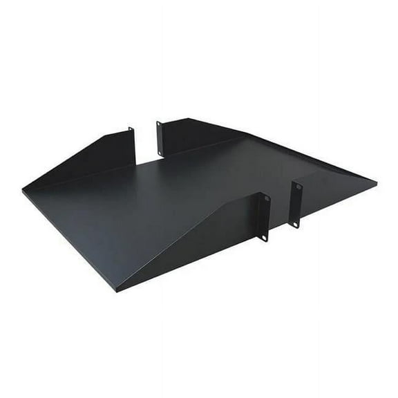Black Steel Double Sided 2U Rack Mount Cantilever Shelf for 19 in. Network Equipment Rack