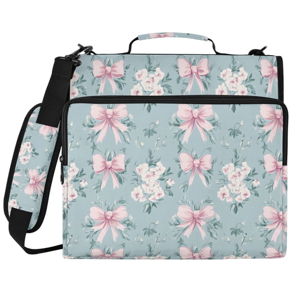 ALAZA Zipper Binder Bows Floral Pattern 2 inch 3 Ring 500 Sheet Capacity Trapper Keeper File Folder Organizer Bag
