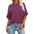 thumbnail image 3 of Womens Short Sleeve Oversized Tops Summer Crew Neck Loose Casual Tee T Shirt Casual T Shirt Loose Casual T Shirt Shirts for Women Tall Long Sleeve Spandex Shirt Women T Shirts Spandex Active Womens, 3 of 6