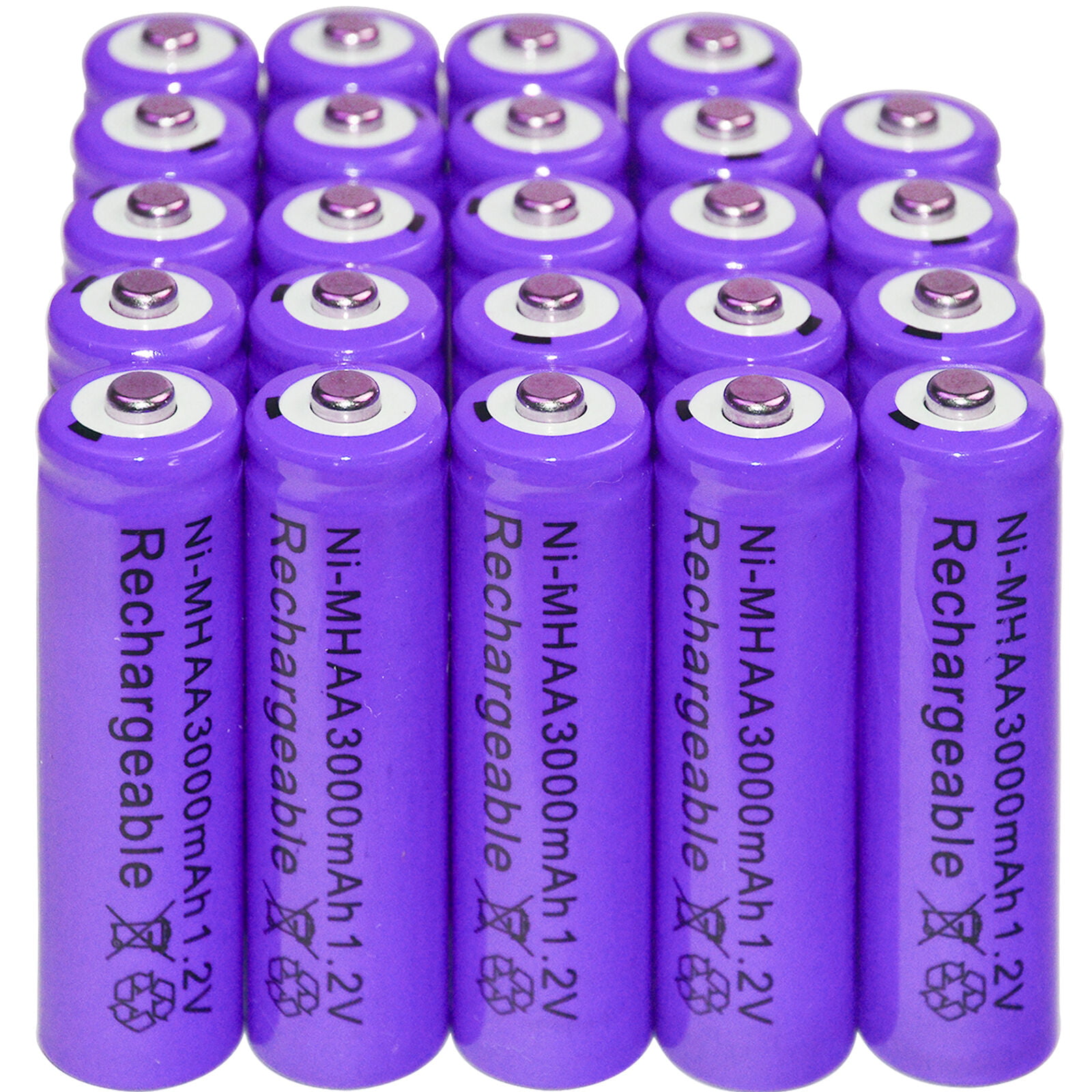 4 X AA 1.2V 3000mAh NiMH Purple Rechargeable Batteries 