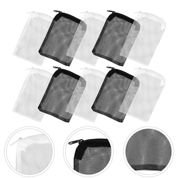 Hytrove 10Pcs Reusable Bags for Fish Tank Filtration 15x10cm White Black 5Pcs Each