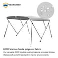 thumbnail image 2 of Seamander 3 Bow Bimini Top Boat Cover with Rear Support Pole and Storage Boot, 46" Height,Gray, 2 of 5