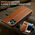 thumbnail image 4 of Wallet Case For iPhone 14 Pro Max, Case Wallet-High Quality Leather Magnetic Closure Case-RFID Blocking Card Holders-Shockproof TPU Shell Folio Cover Women Men For iPhone 14 Pro Max, Brown, 4 of 7