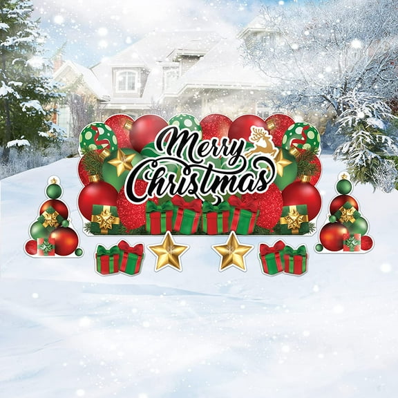 VictoryStore Oversized Merry Christmas Outdoor Yard Sign Decoration In Red & Green, 36" x 72"