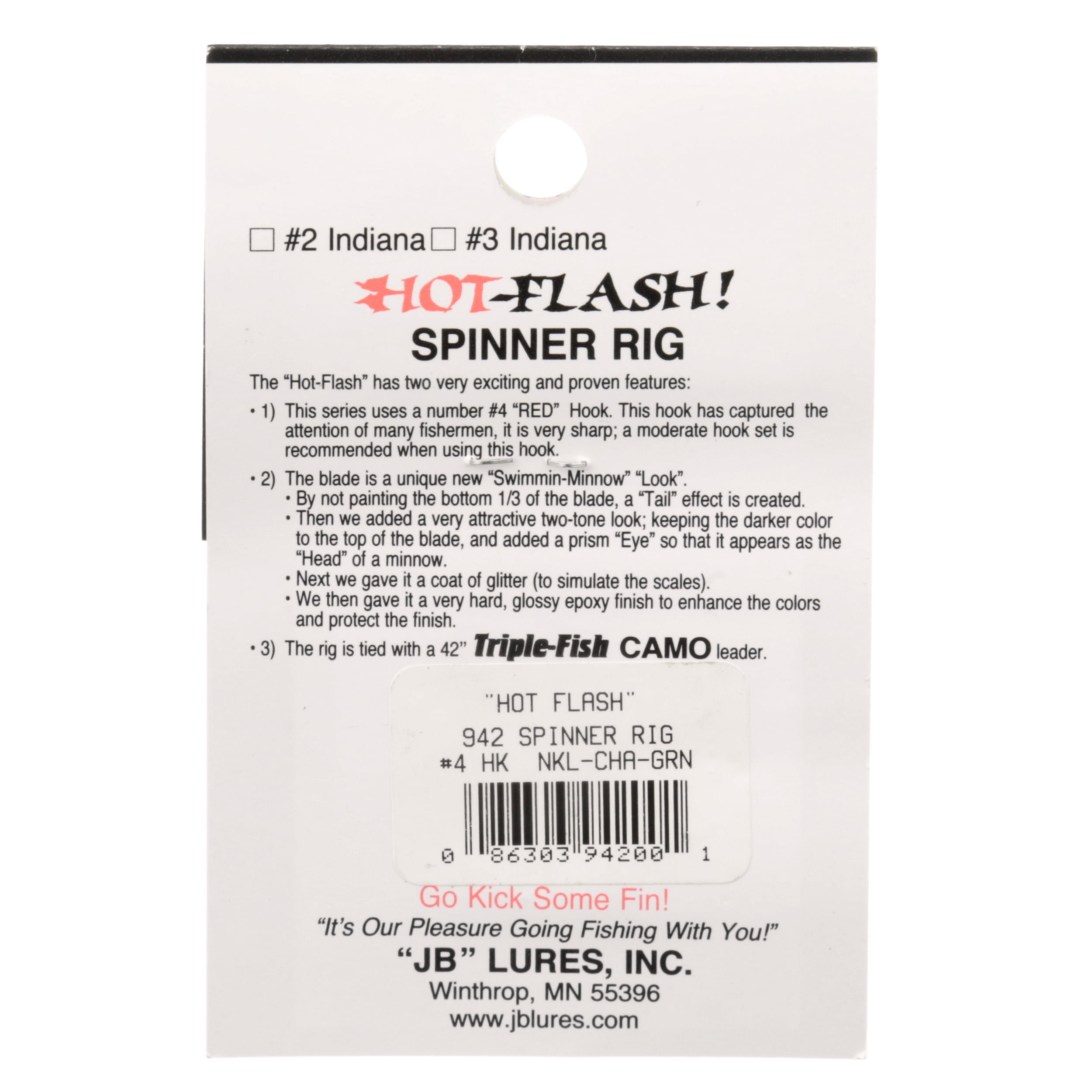 JB Lures HotFlash SpinnerRig Colorado #4 Ham Nkl Cht/Lime