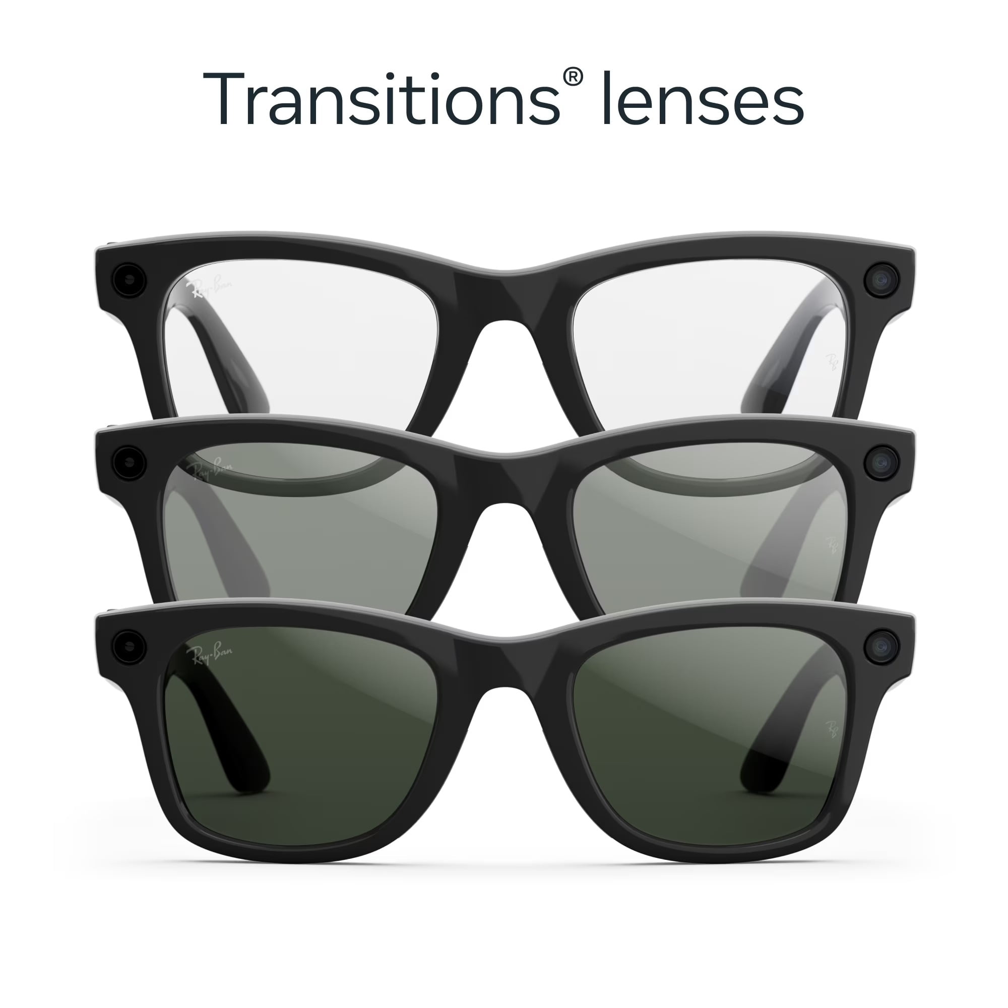Ray-Ban Meta Wayfarer Gen 2 Smart Glasses, AI Meta Glasses with Photo and Video, Size 53, Shiny Black/Transitions Graphite Green