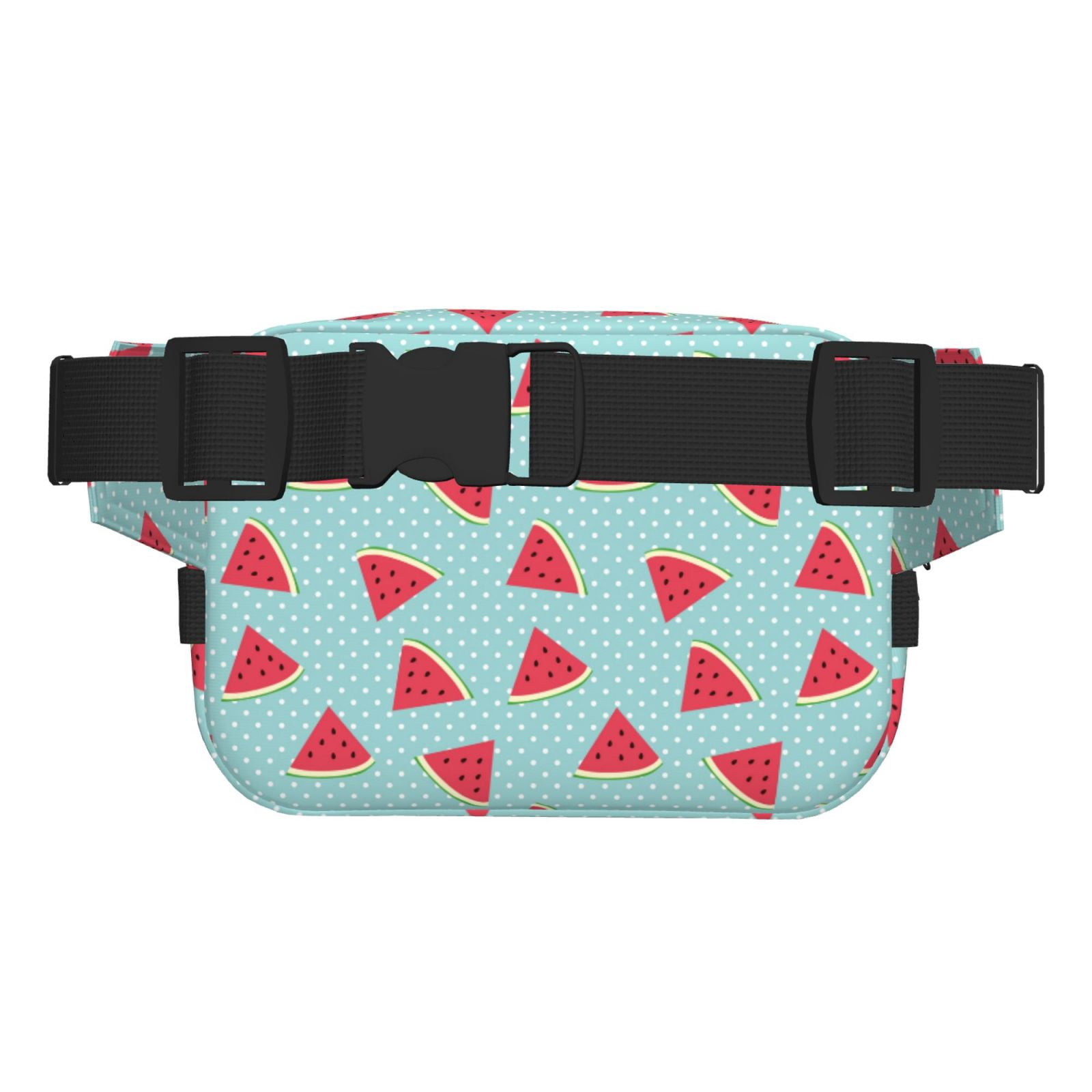Picia Watermelon Print Square Double-Layer Waist Bag Mini Adjustable Waist Belt Bag Exercise Running Travel Hiking