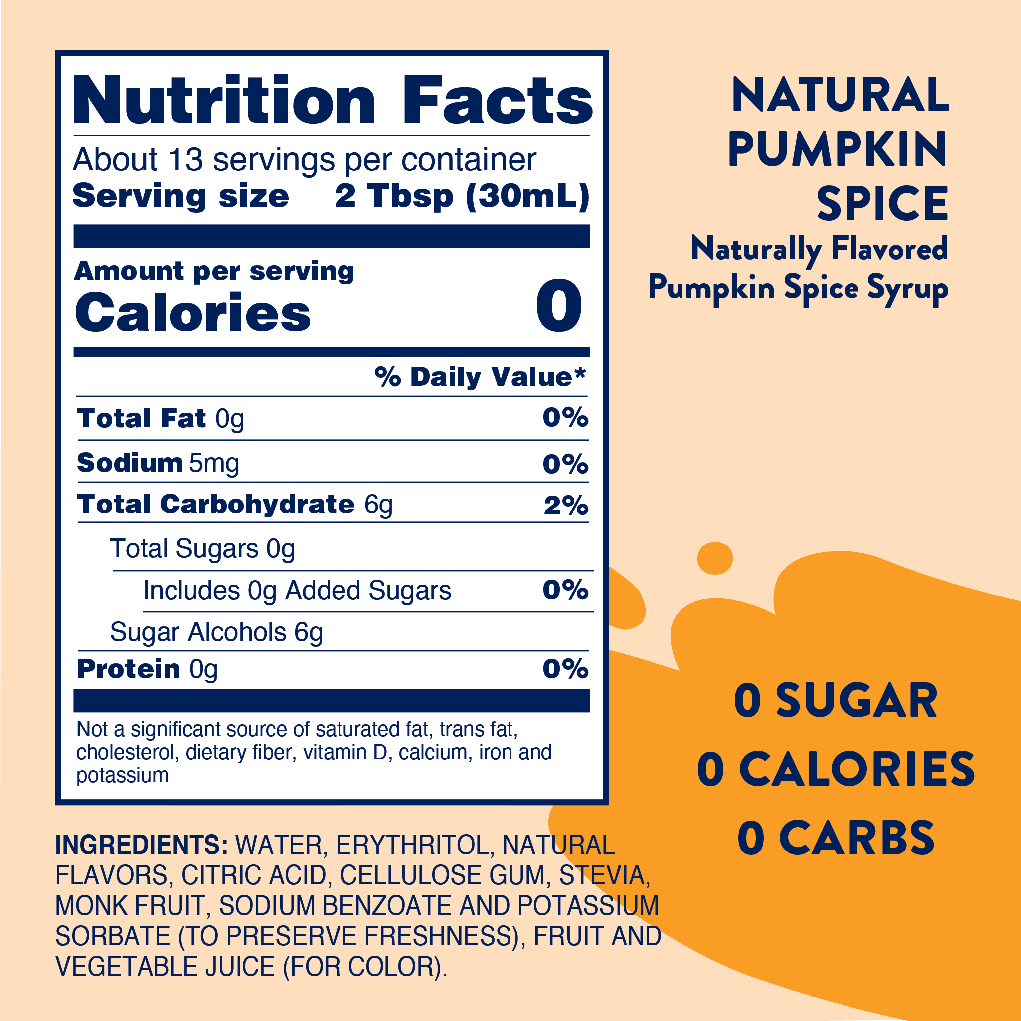 Jordan's Skinny Mixes Naturally Sweetened Pumpkin Spice Syrup, 375 mL