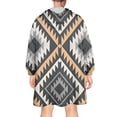 thumbnail image 2 of Wearable Oversized Blanket,Brown Geometric Triangle Diamond Pattern Wearable Blanket Hoodie for Adults,Cozy Hooded Blankets with Super Pockets,Super Warm Fuzzy Pullover for Women & Men, 2 of 6