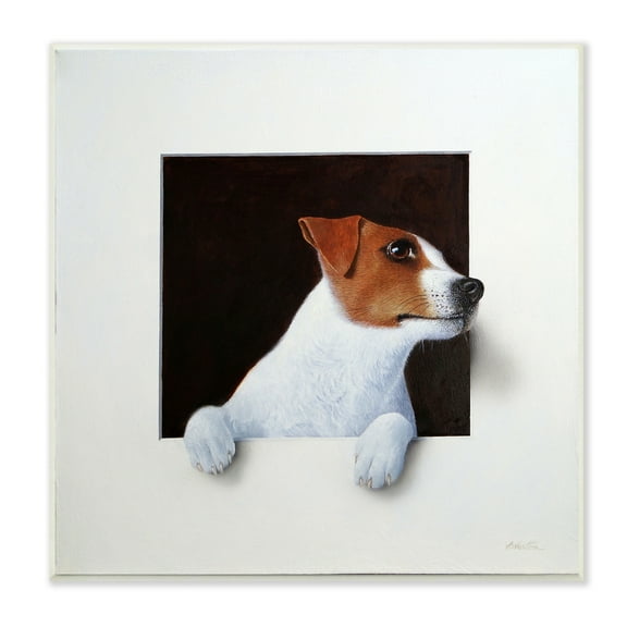 Stupell Industries Jack Terrier Dog Peering Dreamlike Illusion Space Painting Unframed Art Print Wall Art, Design by Alan Weston