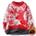 thumbnail image 2 of Suéter de punto de invierno para hombre y mujer, jersey de punto grueso y cálido de vellón navideño, informal, holgado, con cuello redondo, 2 of 4