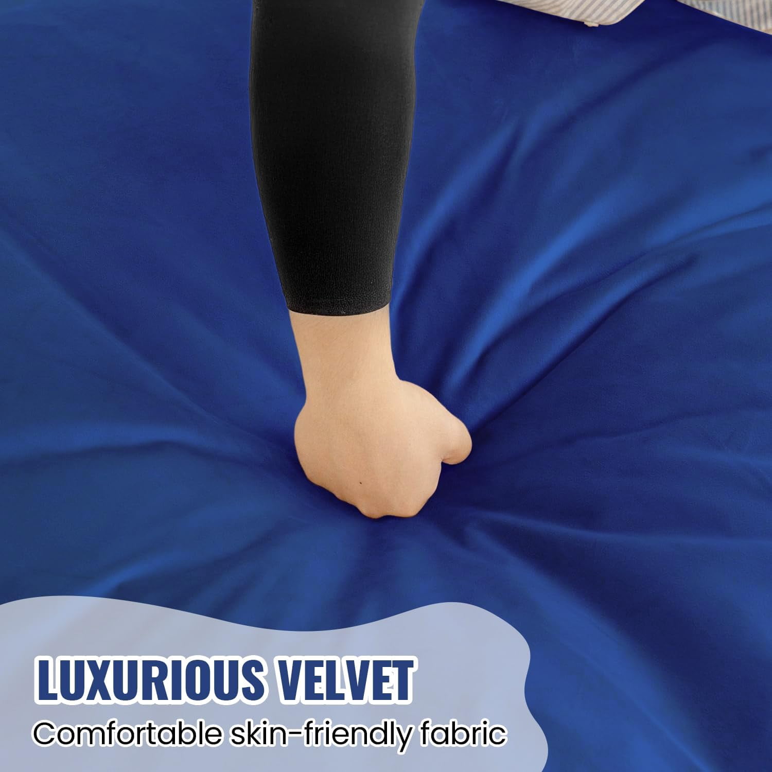 Baxluxe 4FT Bean Bag Chair: Bean Bag with Velvet Cover, Fluffy and Comfy Bean Bag Chairs for Adults and Kids, Bean Bag Sofa Filled with High-Density Sponge for Gaming (Blue)