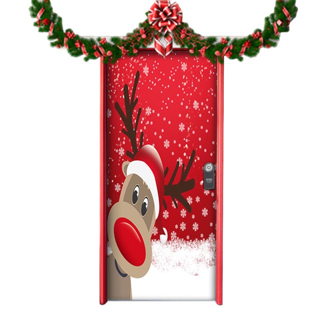 Adornos navideños para puerta de casa pancarta de fondo navideño para puerta de casa de fiesta