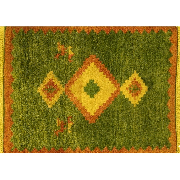 Ahgly Company Indoor Rectangle Southwestern Yellow Country Area Rugs, 2' x 3'