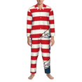 thumbnail image 3 of Logiee American Astronaut Runs Forward Print Mens Long Sleeve Pajama Set,Notched Collar Pajamas for Men, Men's Sleepwear,Mens Sleepwear with Pockets & Button Down-Medium, 3 of 7