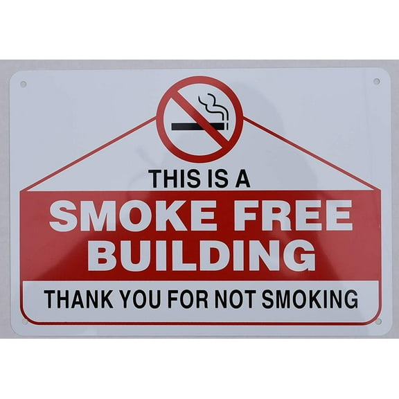 This is Smoke Free Building Sign (Aluminium, White 7x10)