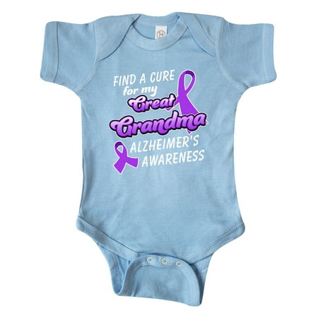 

Inktastic Alzheimer s Awareness Find a Cure for my Great Grandma Gift Baby Boy or Baby Girl Bodysuit