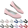 thumbnail image 2 of XIMIN Womens Block Heel PU Pointed Toe Comfortable Suede Flats Shoes Portable Pumps Ballet Flat Slip-on Ballerina Pumps Shoes Dress Shoes Ladies Loafers, 2 of 8