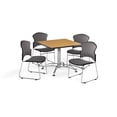 thumbnail image 2 of OFM Multi-Use Break Room Package, 36" Square Table with Fabric Stack Chairs, Oak Finish with Chrome-Plated Steel Base and Wine Seats (PKG-BRK-042), 2 of 5