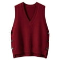 thumbnail image 1 of Gilet Tricoté Rétro à Col en V pour Femmes - Chandail Décontracté Uni pour le Printemps et l'Automne, 1 of 3