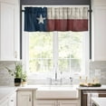 thumbnail image 3 of Texas Stars Kitchen Valances for Windows 42x18 Inch Kitchen Curtains Valances Rod Pocket Navy Blue Red Retro Gray Wooden Bathroom Window Valances for Window Treatment Decor, 3 of 6