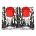 thumbnail image 7 of Yayeee Kitchen Curtains Tier Pair Light Filtering 27"x36" Rod Pocket Short Cafe Window Panel, Black Streets, 7 of 7