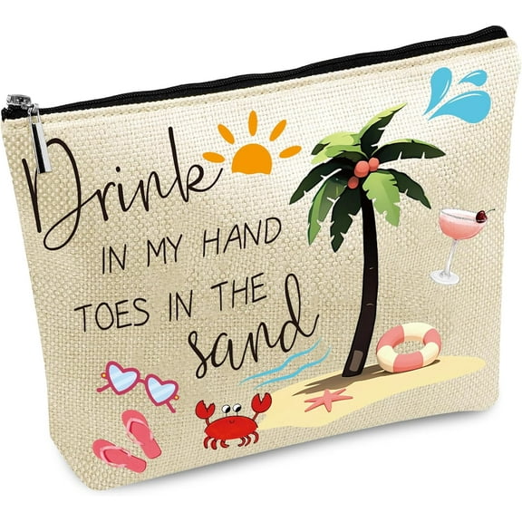 Colorful Travel Makeup Bag Beach Toiletry Bag Swimming Cosmetic Organizer Pouch Purse Portable Waterproof Large Capacity with Zipper Washable Gift for Holiday Women Girlfriend Family 10x7 Inch