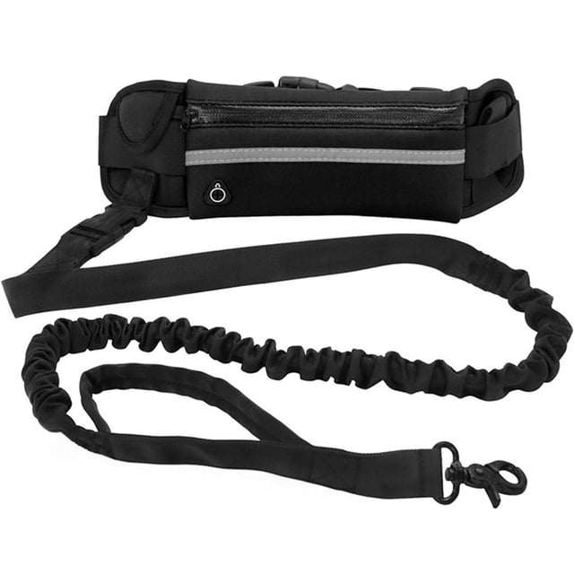Mains Libre Chien Laisse avec Sac à Taille Chien Courir Laisse Nylon Durable Déchets Chien Formation Laisse Premium Chien Traction Corde Chien Fournitures pour la Course Marche Formation Randonnée