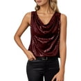 thumbnail image 2 of Sparkly Sequin Tank Tops for Women Elegant Dressy Casual Cowl Neck Loose Fit Shiny Sequins Sleeveless Shirt, 2 of 7
