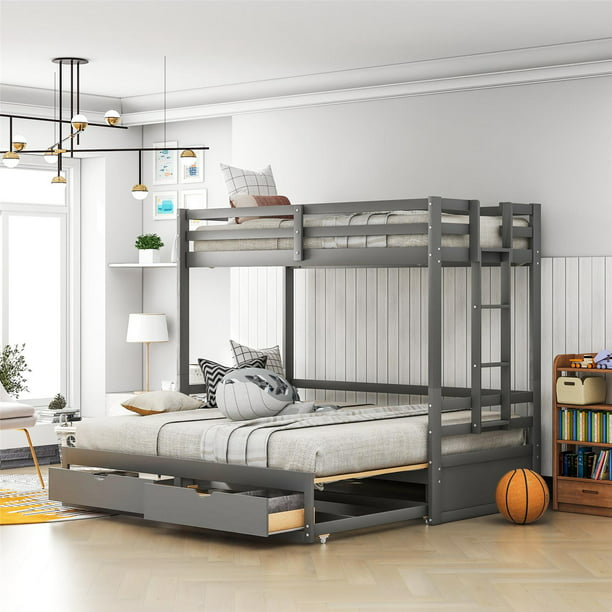Bunk Beds Wooden Bed Frame, Twin To King Convertible Bed Ikea