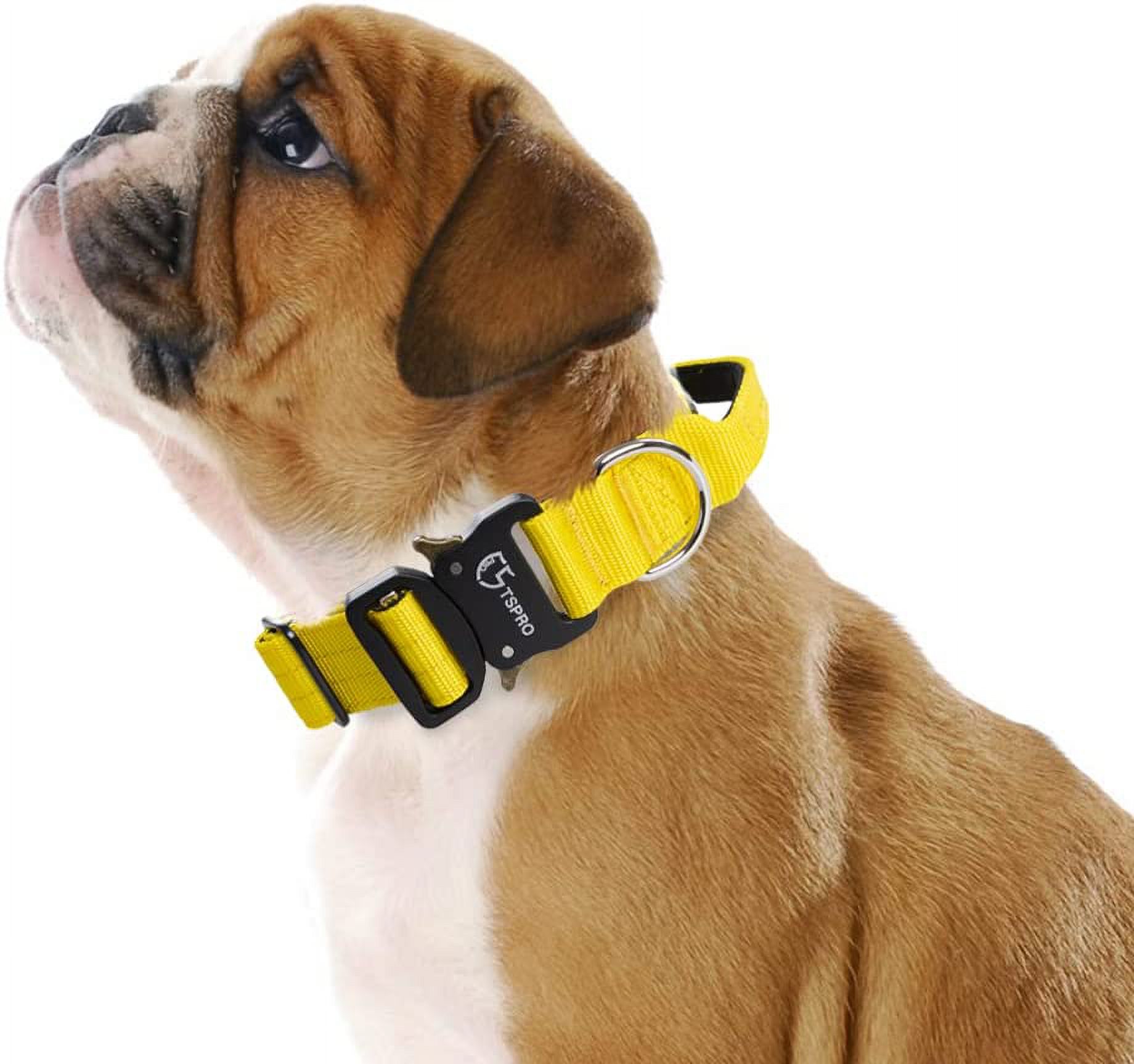 TSPRO Premium Dog Collar with Handle Thick Dog Collar Adjustable Dog Collar Heavy Duty Quick-Release Metal Buckle Dog Collar for Small or Medium to Extra Large Dogs(M-Yellow)