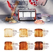 4 Slice Toaster, CUSIBOX Stainless Steel Toaster with Bagel, Defrost, Cancel Function, Extra Wide Slots, 6 Bread Shade Settings, 1650W, Red