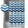thumbnail image 4 of Blue Gradient Shower Curtain, 36" x 72", Water Ripple Striped Modern Waterproof Bathroom Curtain Washable Shower Curtain Set with 12 Hooks, 4 of 6