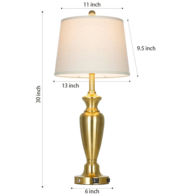 Cinkeda 30-Inch Rustic Farmhouse Table Lamp Set of 2, Gold photo 6