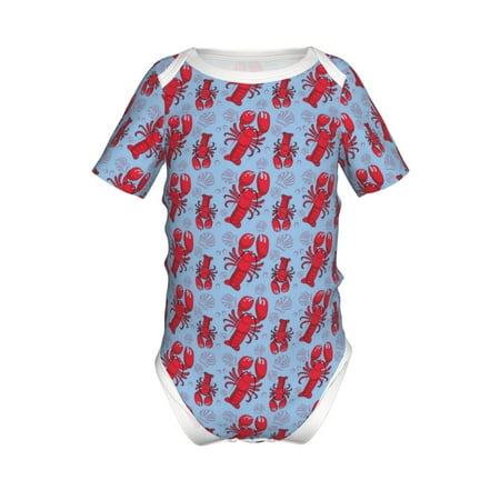 

Coaee Cartoon Lobsters 2 for Soft Baby Short-Sleeve Bodysuit Baby Climbing Clothes Baby Girls Boys Bodysuit Romper-3 Months