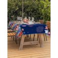 thumbnail image 3 of Outdoor Tablecloth with Umbrella Hole for Patio/Picnic/Party/Camping, 4th of July Waterproof Table Cloth Rectangle Table Cover Washable, Independence Day Patriotic Flowers Cats Navy Blue (60"x 84"), 3 of 9
