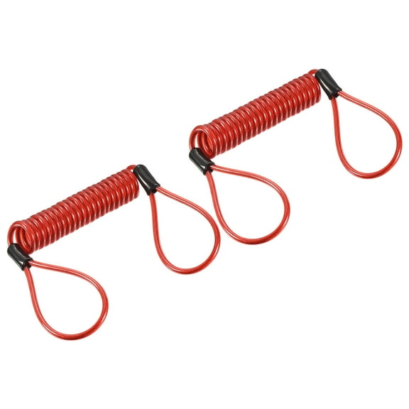 Uxcell Security Steel Cable 3.5mm x 1.5m/4.92ft Coated Spring Luggage Lock Wire Rope with Double Loop Red 2 Pack