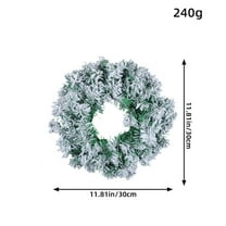 JeashCHAT Pine Snow Flocked Wreath, 11.8" Hanging Christmas Wreath for Front Door, Christmas Decorations for Home Outdoor Indoor Door Fireplace Window