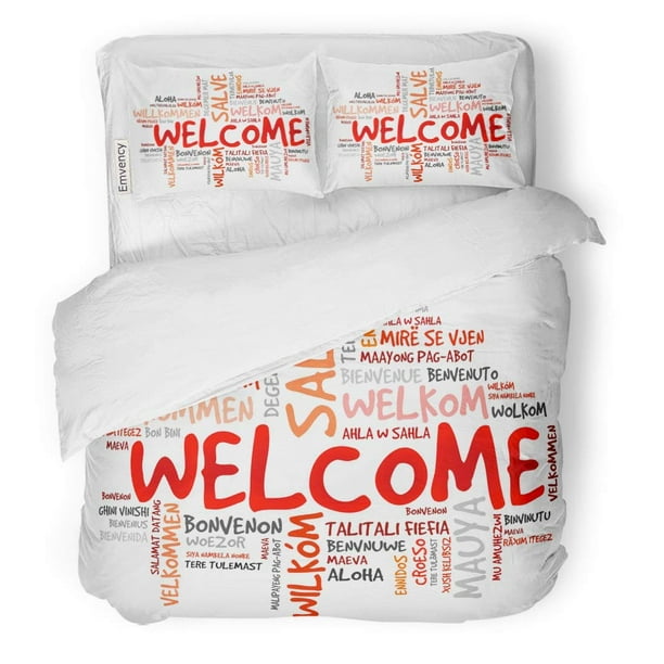 HATIART 3 Piece Bedding Set Phrase Word Cloud in Different