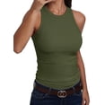 thumbnail image 3 of ANRABESS Racerback Tank Tops for Women Ribbed High Neck Tank 2026 Summer Sleeveless Shirts Slim Fitted Basic Tees Casual Workout Tops Army Green XS, 3 of 10