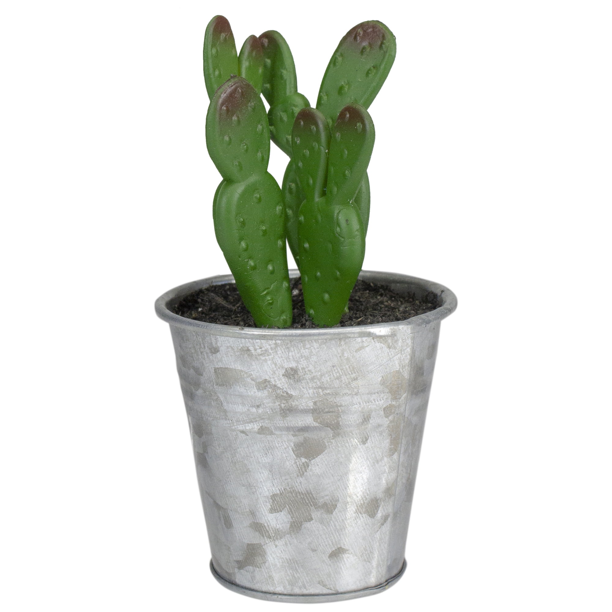 Northlight 3.5" Tropical Cactus in Tin Pot Artificial Potted Plant