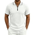 thumbnail image 2 of VgaVtl Polo Shirt Mens Short Sleeve Knit Summer Mens Clothes Shirts Solid Color Zipper Collared Vacation Casual, 2 of 9