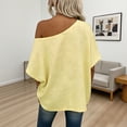 thumbnail image 5 of Miluxas Womens off the Shoulder Tops Summer Short Batwing Sleeve Loose T-Shirts Yellow XL(XL), 5 of 7