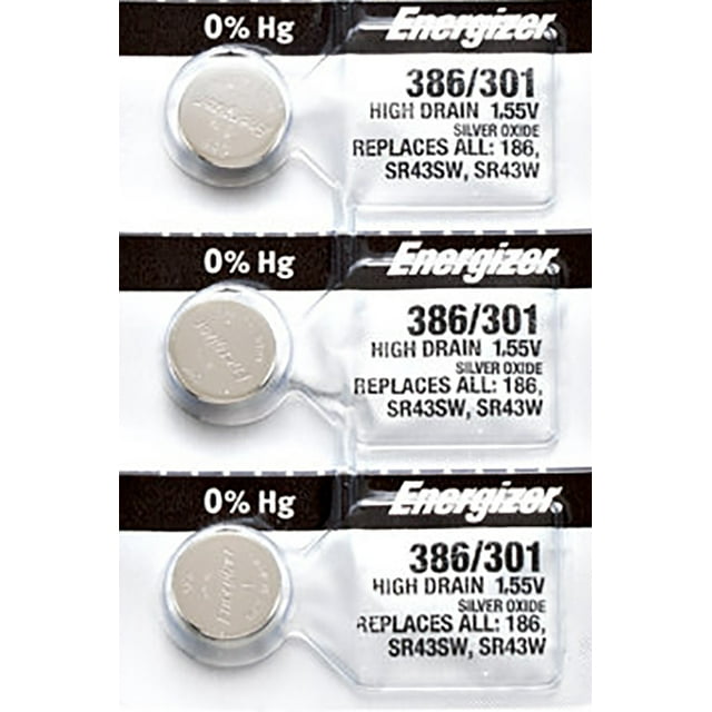 3 x Piles de Montre Energizer 386, SR43W Ou 301