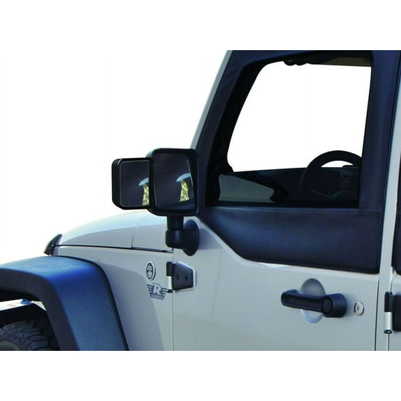 Rampage by RealTruck Towing Mirror Extensions | Pair, Black | 8605 | Compatible with 2007 - 2018 Jeep Wrangler JK